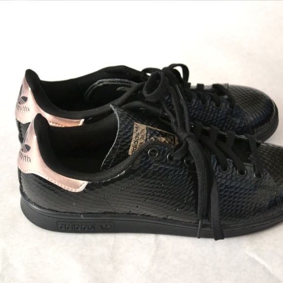 Adidas Stan Smith Rose Gold and Black Sneakers - Picture 4 of 8